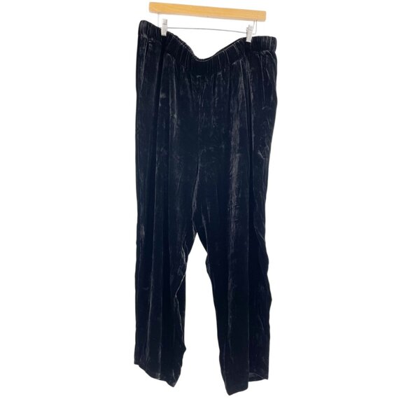NWT Eileen Fisher Black Velvet Tapered Ankle Pants Womens Plus Size 2X Silk - Picture 2 of 9